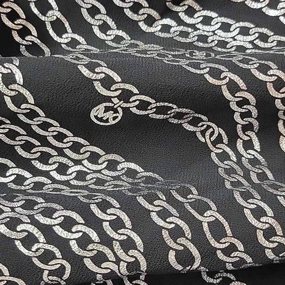 MICHAEL Michael Kors Chain Print Blouse. women's Sheer, PS black silver NWT - Picture 3 of 9